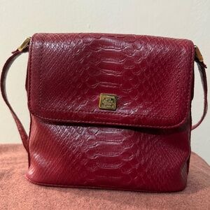 Liz Claiborne Red Embossed Leather Crossbody Bag